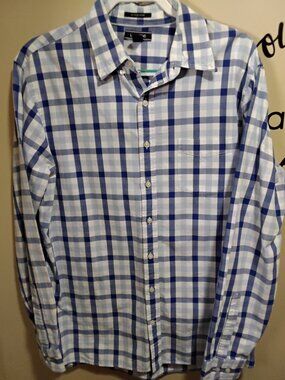 Lands' End Men's Sail Rigger Oxford Long Sleeve Plaid Shirt - Large Tall L/T